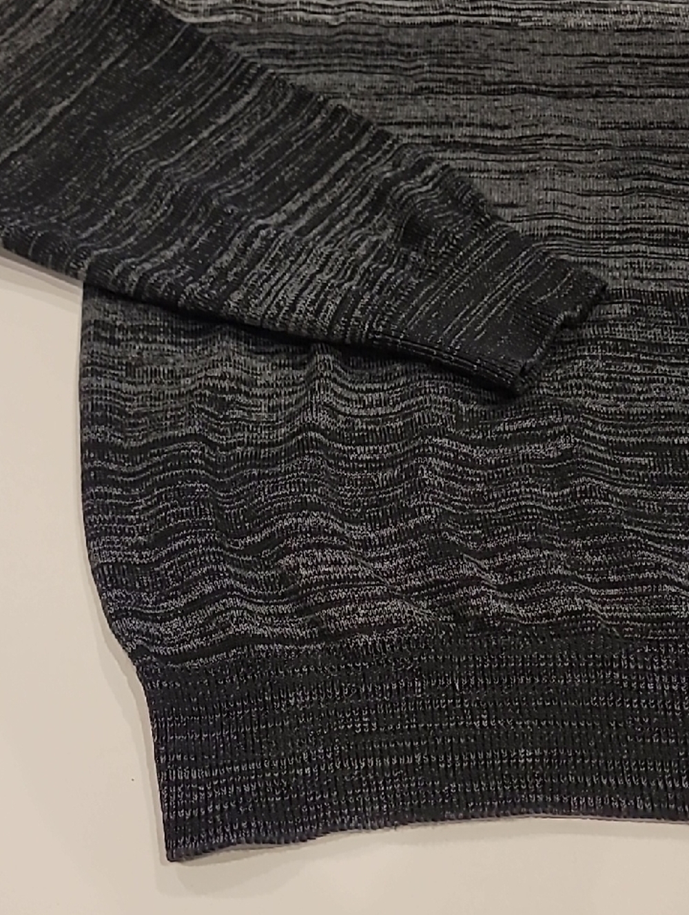 Calvin Klein Premium Cotton Silk V Neck Sweater Striated Ombre Gray XL - Picture 4 of 10
